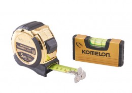 Komelon 5m (16ft) Gold PowerBlade II Tape with Gold Mini Level £14.99